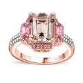 TLV Premium Marropino Morganite, Multi Gemstone Ring in Vermeil RG Over Sterling Silver (Size 10.0) 4.00 ctw - Sticky add to cart bar