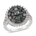 DOORBUSTER Narsipatnam Alexandrite and Natural White Zircon Cluster Ring in Platinum Over Sterling Silver 2.00 ctw - Sticky add to cart bar