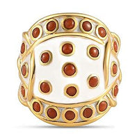 Mediterranean Coral 1.48 ctw Ring in 14K Yellow Gold Over Sterling Silver (Size 6.5)