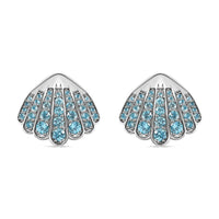 D'Joy Premium Betroka Blue Apatite 6.10 ctw Sea-Shell Earrings in Rhodium Over Sterling Silver