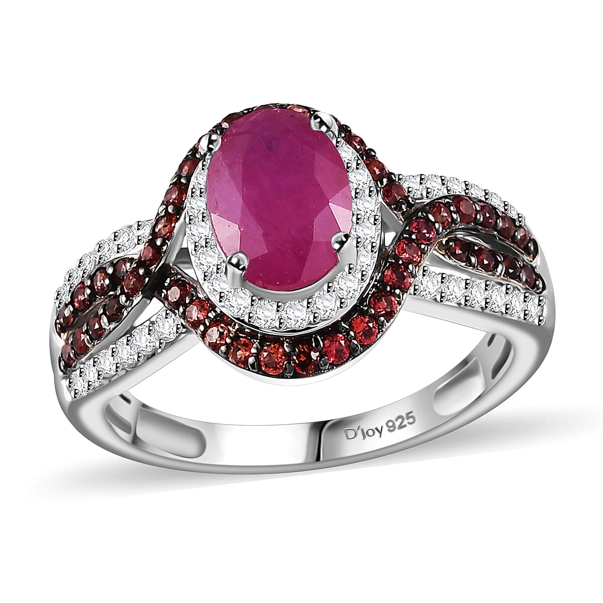 Tanzanite, Multi Gemstone Halo Ring in Platinum Over Sterling Silver (Size 10.0) 2.35 ctw (1)