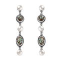 D'Joy Artisan Crafted Blue Horizon Turquoise 3.60 ctw and White Pearl Waterfall Earrings in Black Oxidized Sterling Silver - Sticky add to cart bar