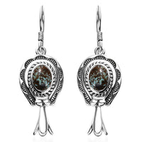 Artisan Crafted Blue Horizon Turquoise 3.40 ctw Horseshoe Earrings in Sterling Silver