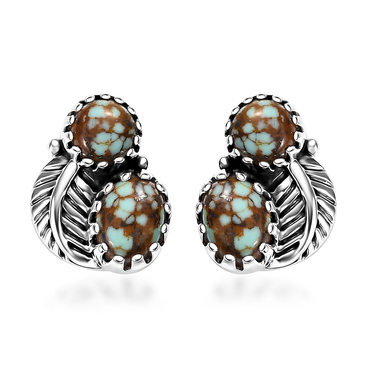 Artisan Crafted Blue Horizon Turquoise 2.20 ctw Feather Earrings in Black Oxidized Sterling Silver