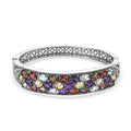 Multi Gemstone 14.50 ctw Bangle Bracelet in Stainless Steel (6.50 In) - Sticky add to cart bar