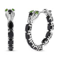 Thai Black Spinel and Chrome Diopside 11.50 ctw Serpent Earrings in Rhodium Over Sterling Silver - Sticky add to cart bar
