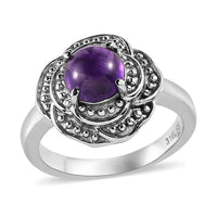 African Amethyst Solitaire Ring in Stainless Steel (Size 10.0) 1.40 ctw