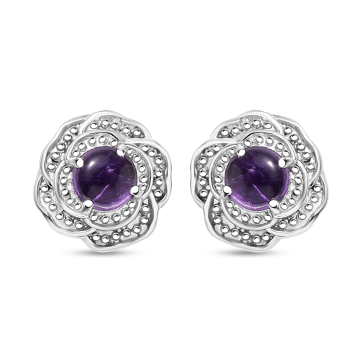 African Amethyst 1.10 ctw Knotted Earrings in Stainless Steel