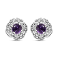 African Amethyst 1.10 ctw Knotted Earrings in Stainless Steel