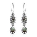 Artisan Crafted Blue Horizon Turquoise 2.50 ctw Floral Earrings in Black Oxidized Sterling Silver - Sticky add to cart bar
