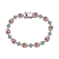 Premium Pink Morganite, Multi Gemstone Halo and Floral Bracelet in 18K Vermeil RG and Rhodium Over Sterling Silver (7.25 In) 11.50 ctw