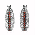 Karis Simulated Red Diamond Hoop Earrings in Platinum Bond 1.85 ctw - Sticky add to cart bar