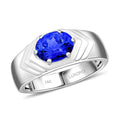 Luxoro 14K White Gold AAA Tanzanite Solitaire Men's Ring (Size 10.0) (7.30 g) 2.50 ctw - Sticky add to cart bar