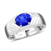 Luxoro 14K White Gold AAA Tanzanite Solitaire Men's Ring (Size 10.0) (7.30 g) 2.50 ctw