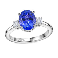 Certified & Appraised Luxoro 14K White Gold AAA Tanzanite, Diamond (G-H, I2) Ring (Size 10.0) 2.60 ctw