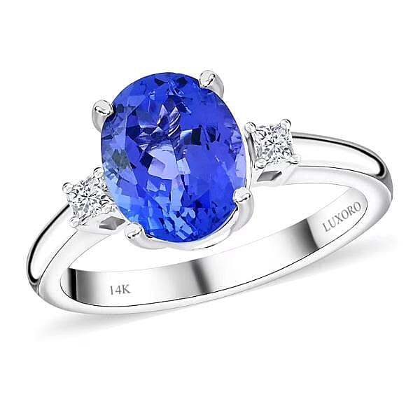 Certified & Appraised Luxoro 14K White Gold AAA Tanzanite, Diamond (G-H, I2) Ring (Size 10.0) 2.50 ctw