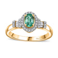 Boyaca Colombian Emerald and Diamond 0.60 ctw Halo Ring in 18K Vermeil Yellow Gold Over Sterling Silver (Size 7.0) - Sticky add to cart bar