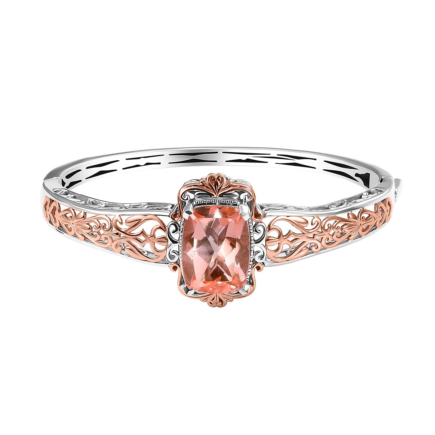 Karis Morganique Quartz Bangle Bracelet in 18K RG Plated and Platinum Bond (8.00 In) 11.70 ctw