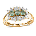 Boyaca Colombian Emerald, White Zircon Ring in 18K Vermeil YG Over Sterling Silver (Size 10.0) 1.00 ctw - Sticky add to cart bar