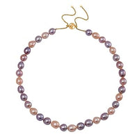 Multi Color Edison Pearl Necklace in 14K Yellow Gold Over Sterling Silver 18 Inches