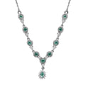 Boyaca Colombian Emerald and White Zircon 1.50 ctw Raindrop Necklace in Rhodium Over Sterling Silver 18 Inches - Sticky add to cart bar