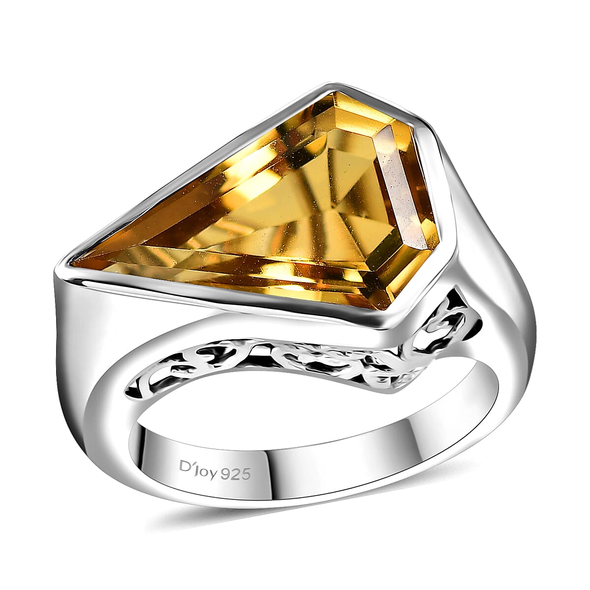 Brazilian Citrine Ring in Rhodium Over Sterling Silver (Size 10.0) 5.50 ctw