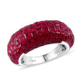 Simulated Ruby Color Diamond 5.10 ctw Ring in Rhodium Over Sterling Silver (Size 10.0) - Sticky add to cart bar