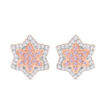 Natural Pink and White Diamond I3 0.50 ctw Floral Earrings in Vermeil Rose Gold Over Sterling Silver - Sticky add to cart bar