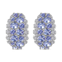TLV Tanzanite, White Zircon Earrings in Platinum Over Sterling Silver 4.15 ctw