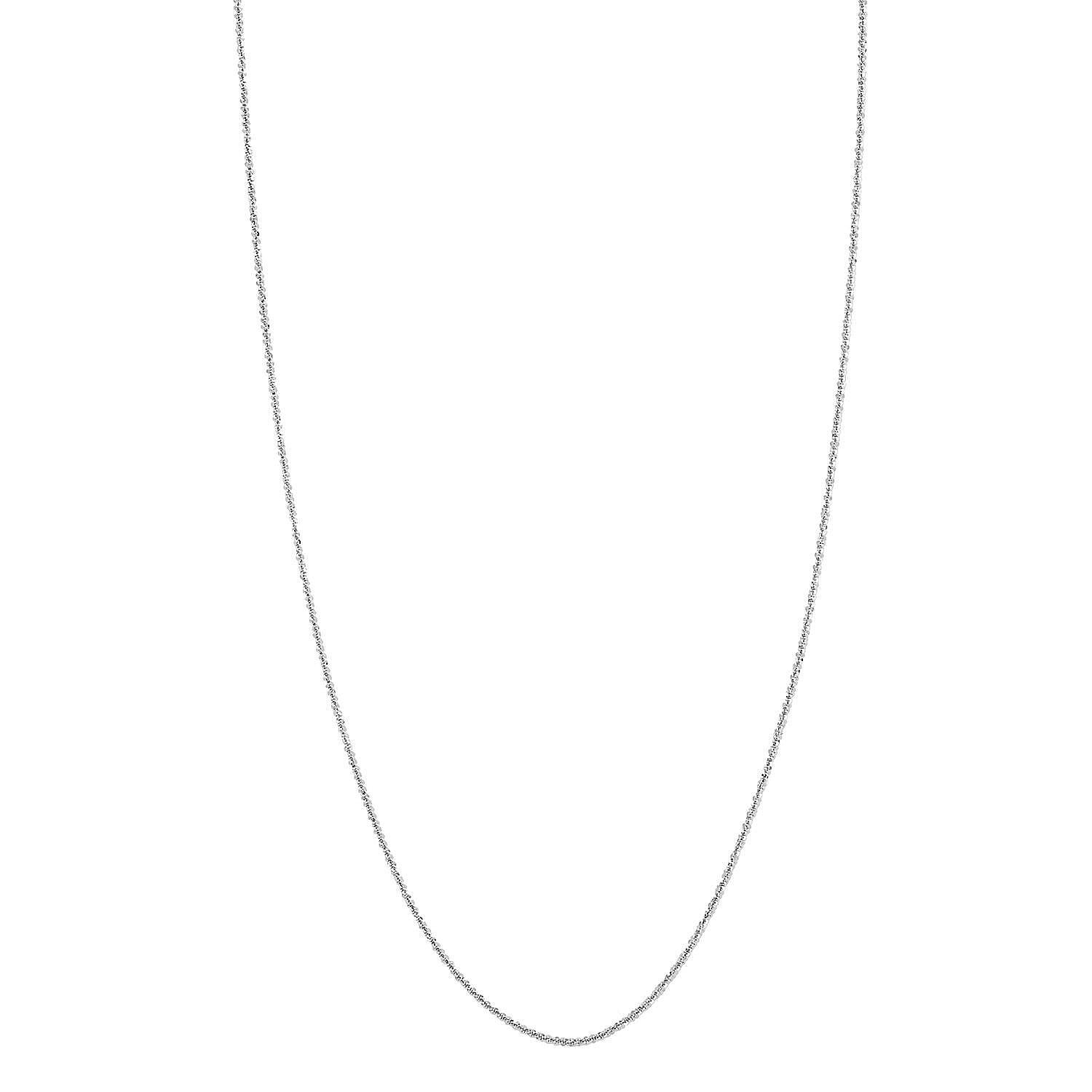 Italian Diamond-cut Rock Chain Necklace in Rhodium Over Sterling Silver 2.50 Grams 20 Inches