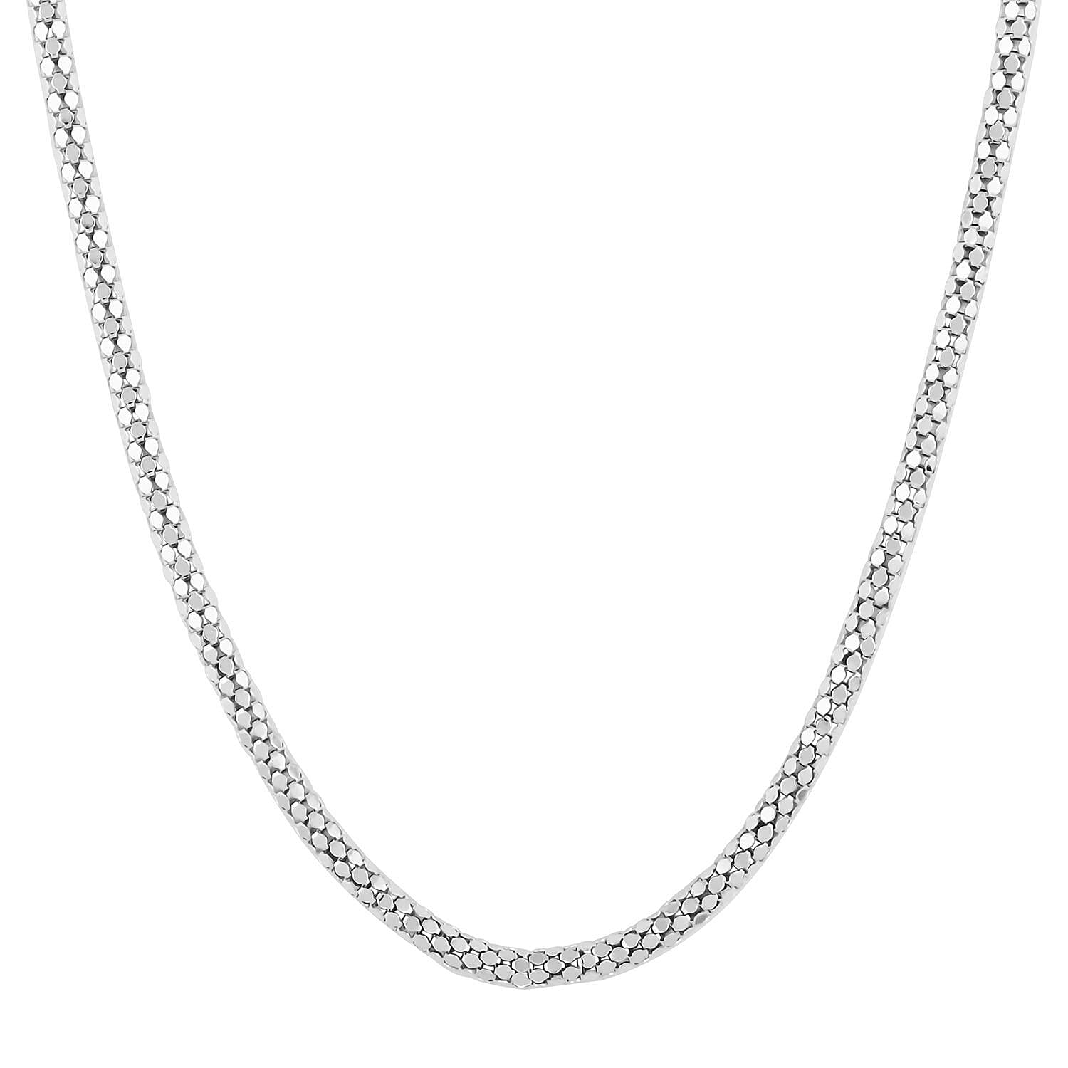 Italian Sterling Silver Coreana Fitta Chain Necklace 18 Inches