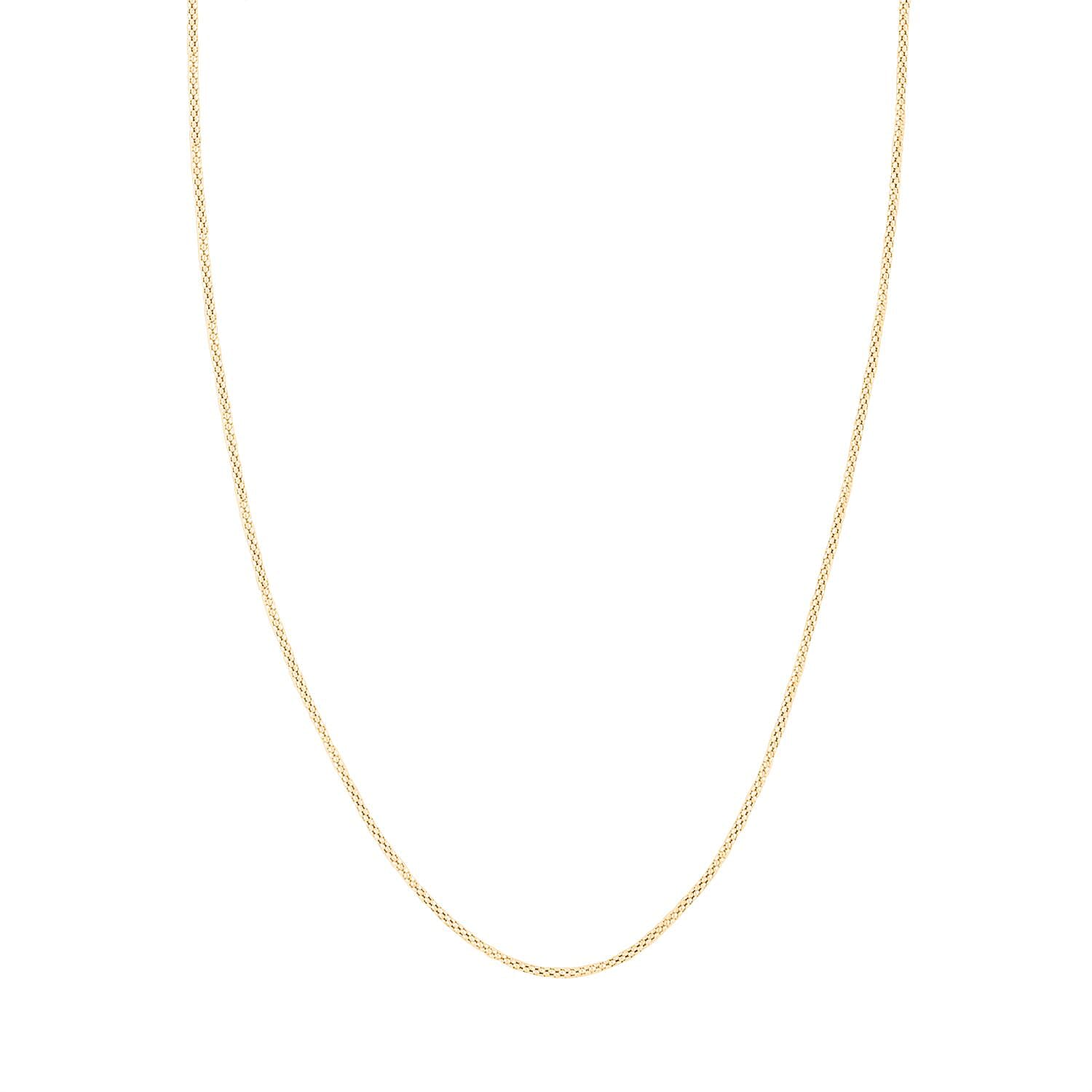 Italian 14K Yellow Gold Over Sterling Silver Popcorn Bombata Chain Necklace 18 Inches 2.20 Grams