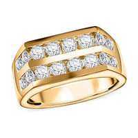 TLV NY Closeout 10K Yellow Gold Diamond 2-Row Men's Ring (Size 10.0) (8 g) 2.00 ctw