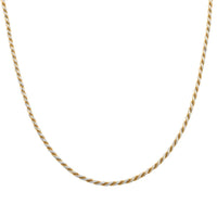 Italian 14K YG Over and Sterling Silver Rope Slash Chain Necklace 20 Inches 9.80 Grams