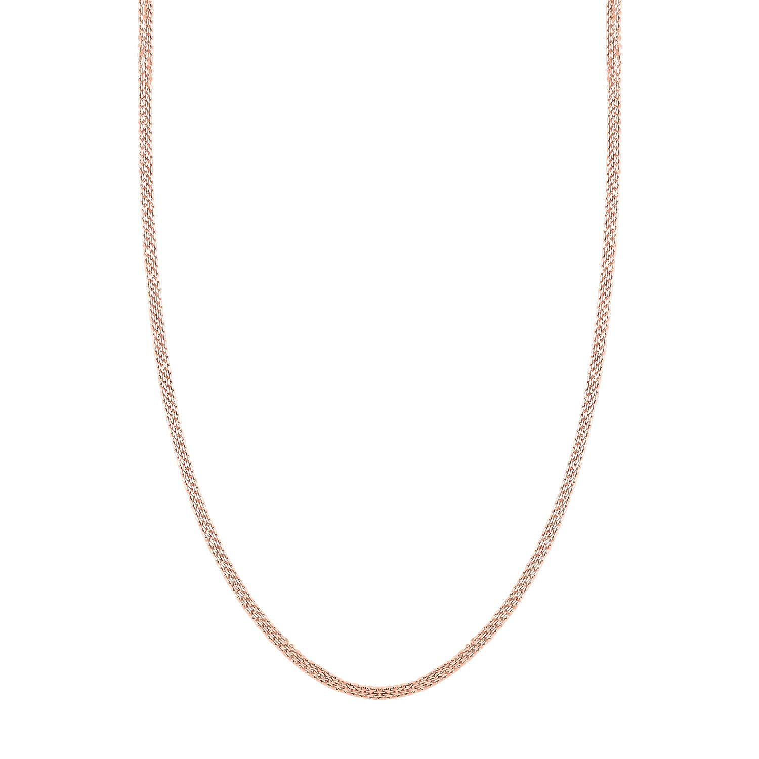 Italian 14K Rose Gold Over Sterling Silver Brillantina 3 Layer Chain Necklace 18 Inches 6 Grams
