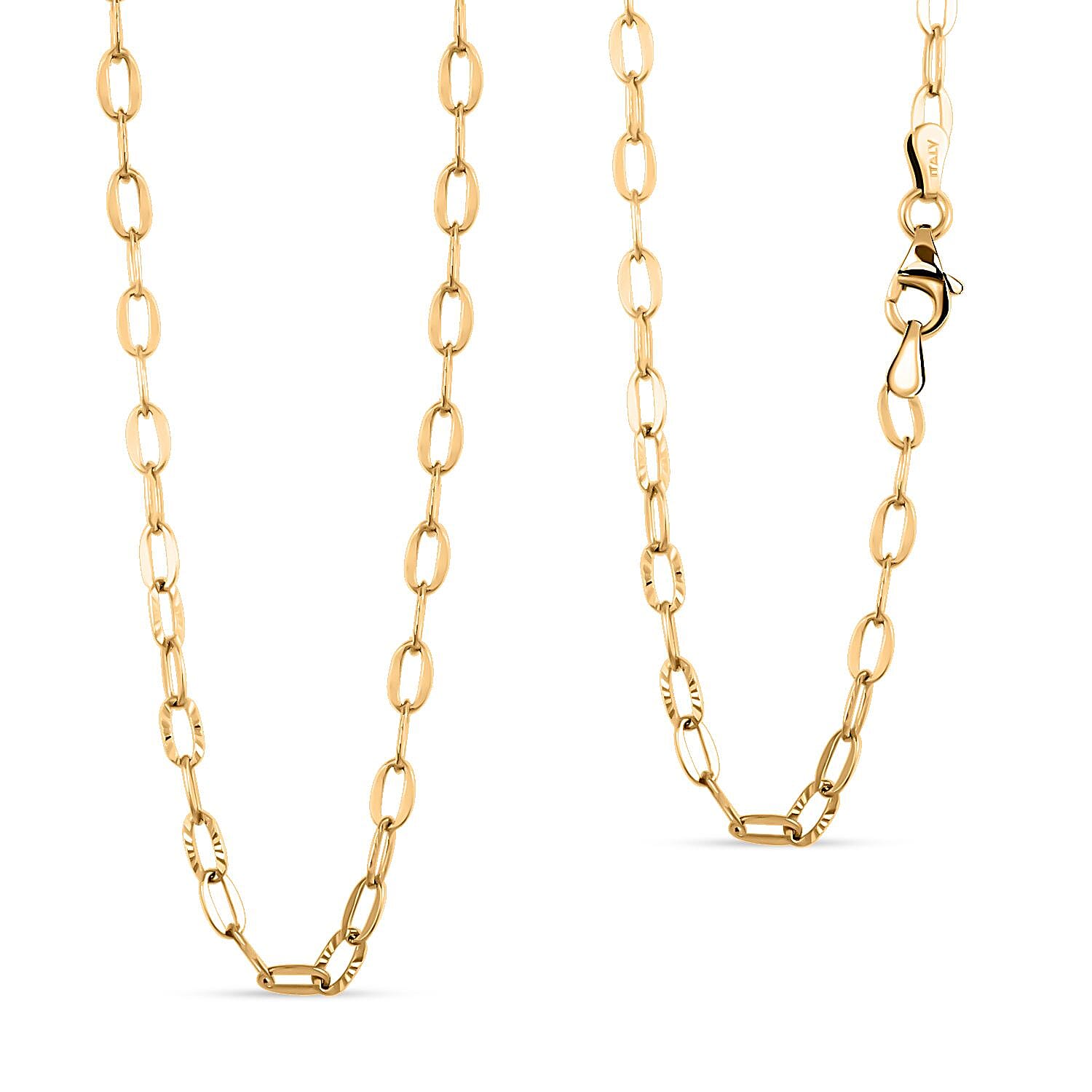 Italian 14K Yellow Gold Over Sterling Silver Drop Star Chain Necklace 18 Inches 4.36 Grams