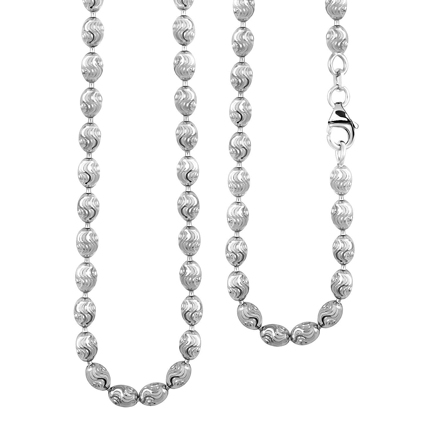 Italian Chicco Chain Necklace in Rhodium Over Sterling Silver 12.21 Grams 18 Inches