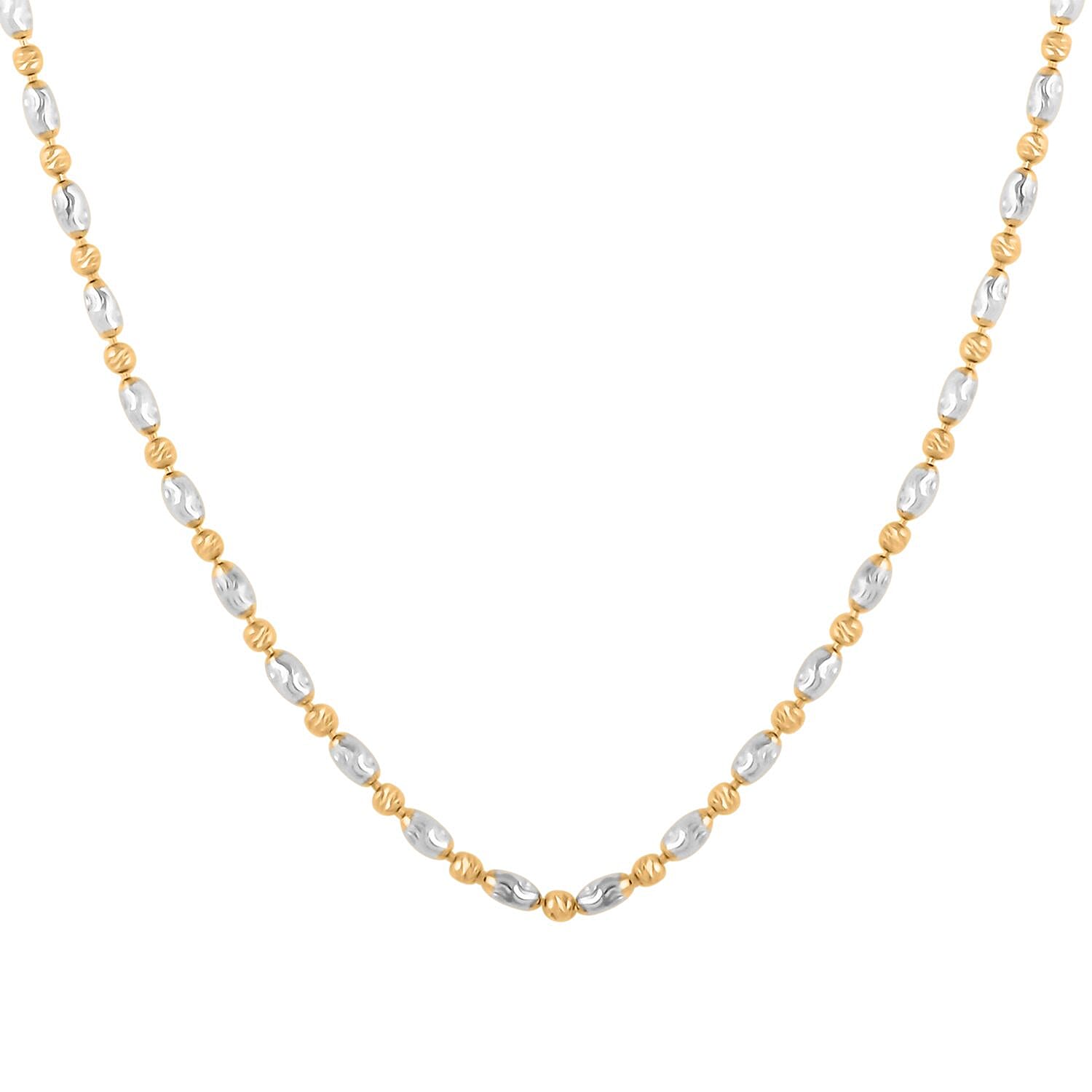 Italian 14K YG Over and Sterling Silver Typhoon Chain Necklace 18 Inches 4.80 Grams
