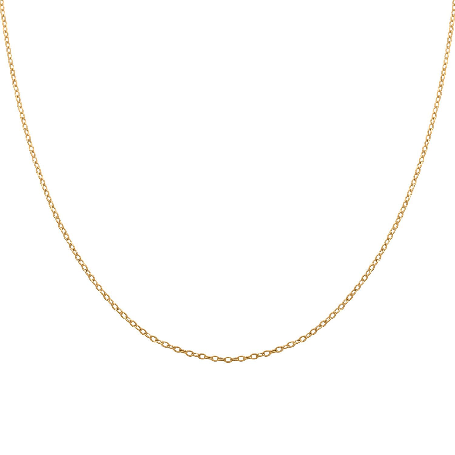 Italian 14K Yellow Gold Over Sterling Silver Light Cable Chain Necklace 18 Inches 0.90 Grams