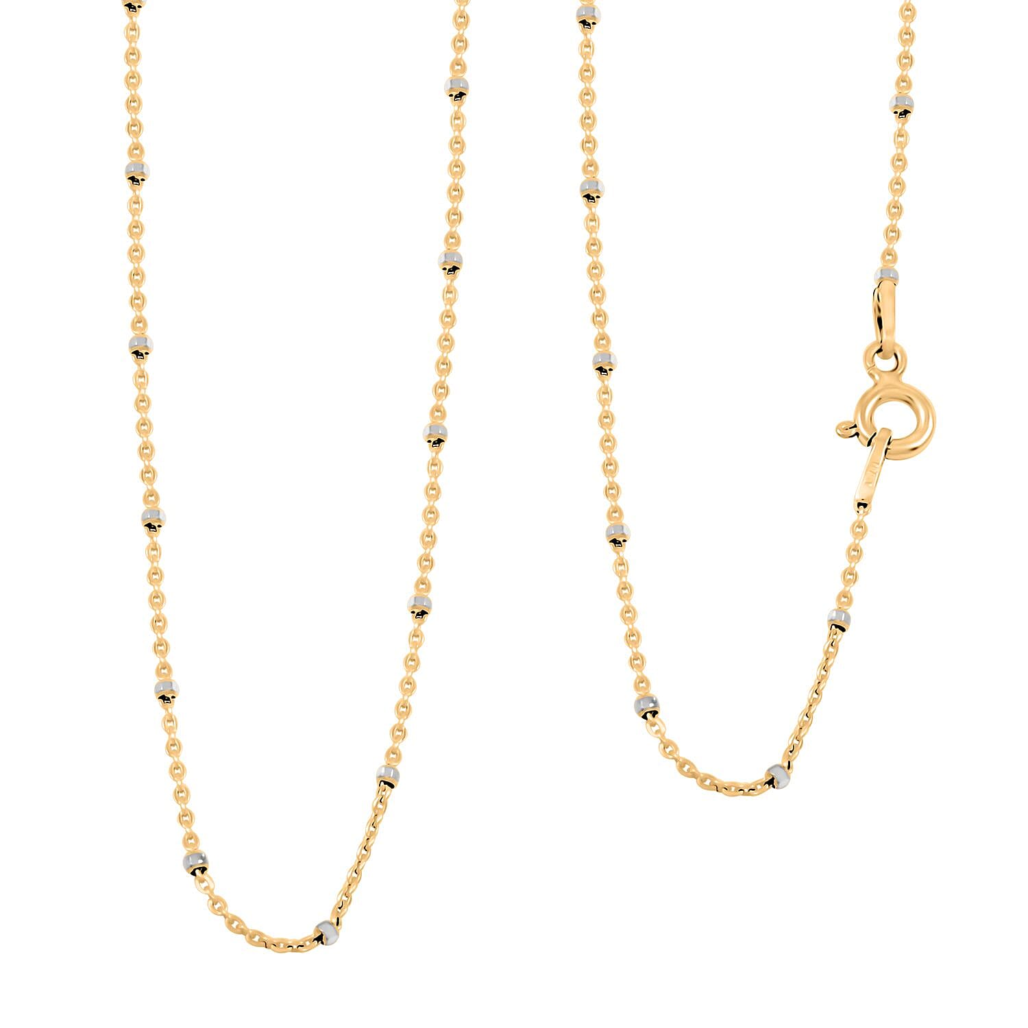 Italian 14K YG Over and Sterling Silver Diamond-cut Flat Cube Chain Necklace (18 Inches) (1.70 g)
