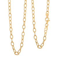 Italian 14K Yellow Gold Over Sterling Silver Diamond-cut Rolo Wire Chain Necklace 18 Inches 7 Grams