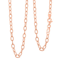 Italian 14K Rose Gold Over Sterling Silver Diamond-cut Rolo Wire Chain Necklace 18 Inches 6.87 Grams