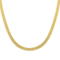 Italian 14K Yellow Gold Over Sterling Silver Bismark Chain Necklace 18 Inches 11.1 Grams
