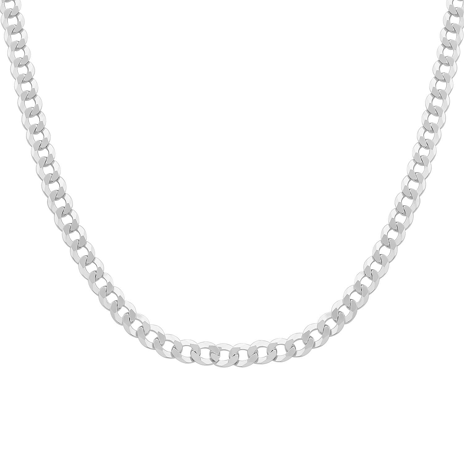 Italian Sterling Silver Super Flat Curb Chain Necklace 22 Inches 19.5 Grams