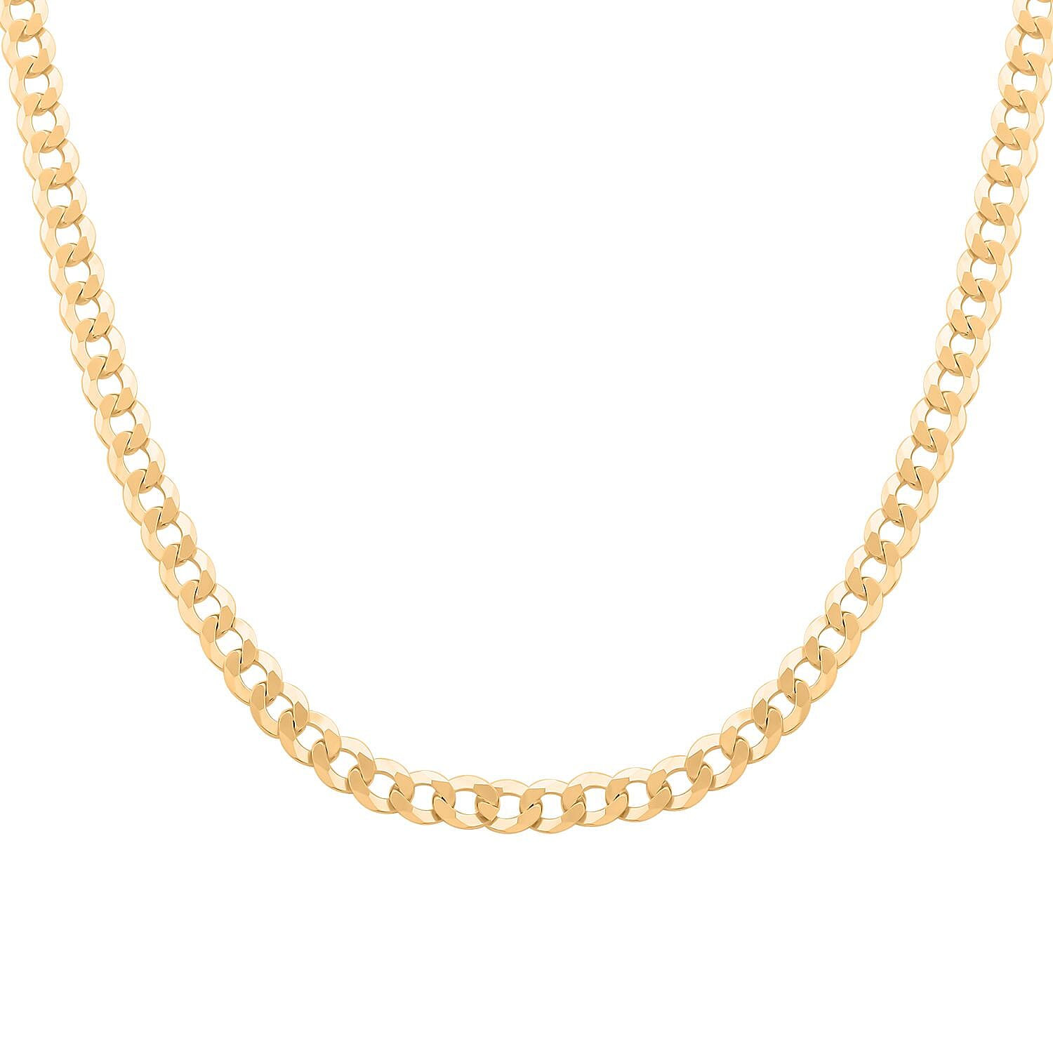 Italian 14K Yellow Gold Over Sterling Silver Super Flat Curb Chain Necklace 22 Inches 19.5 Grams