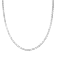 Italian Sterling Silver Double Curb Link Pave Chain Necklace 20 Inches 19.8 Grams
