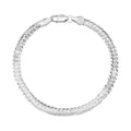 Italian Sterling Silver Double Curb Link Pave Chain Bracelet (7.50 In) 7.5 Grams - Sticky add to cart bar