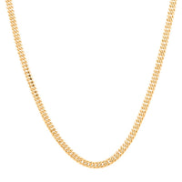 Italian 14K Yellow Gold Over Sterling Silver Double Curb Link Pave Chain Necklace 20 Inches 19.8 Grams