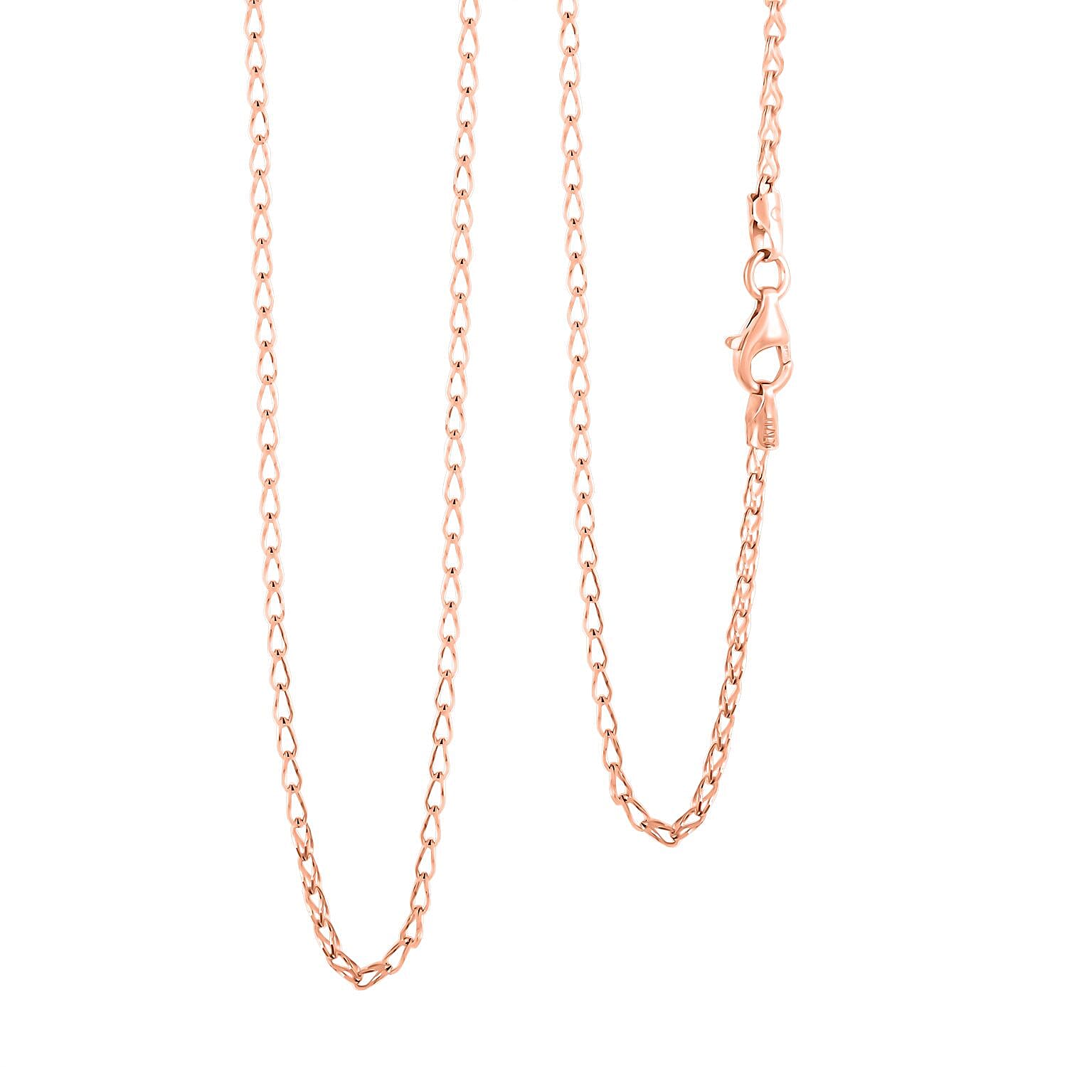 Italian Clip Chain Necklace in 14K Rose Gold Over Sterling Silver 3.0 Grams 20 Inches