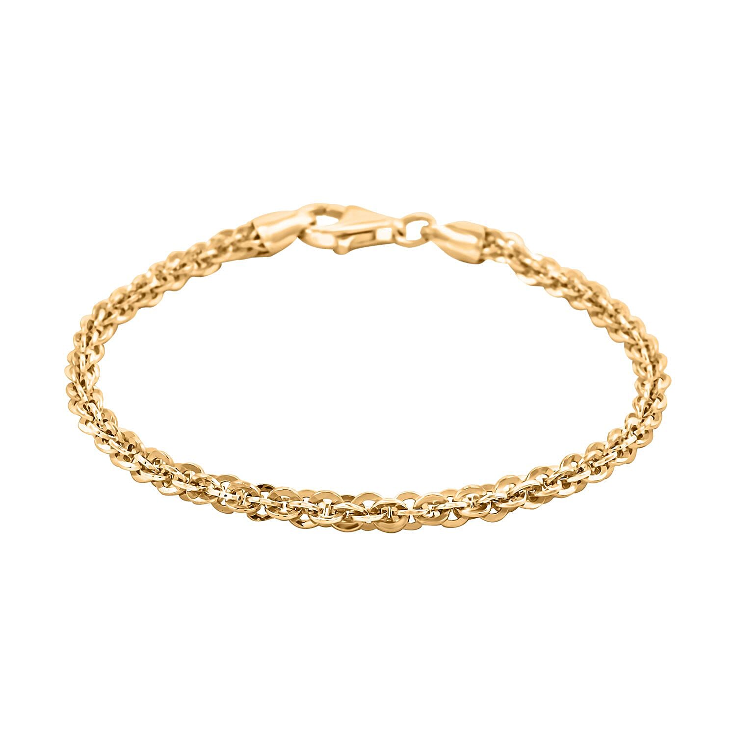 Italian 14K Yellow Gold Over Sterling Silver Vortex Chain Bracelet (7.50 In) 7 Grams
